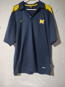 Nike Michigan Wolverines Navy Polo Men's Size Large Sphere Dry - Picture 1 of 8
