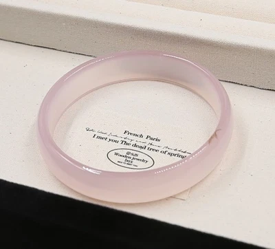 Brazalete + Caja Pulsera Jade Calcedonia Ágata Púrpura Natural Chino 64 mm Foto 1 de 3