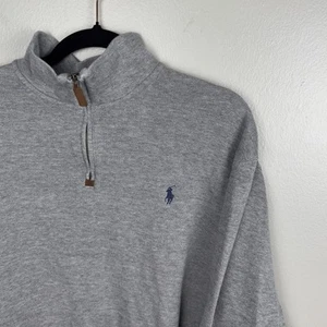 Polo Ralph Lauren Cuarto Cremallera Para Hombres Talla XL Gris Suéter Tejido Algodón Manga Larga - Imagen 1 de 5