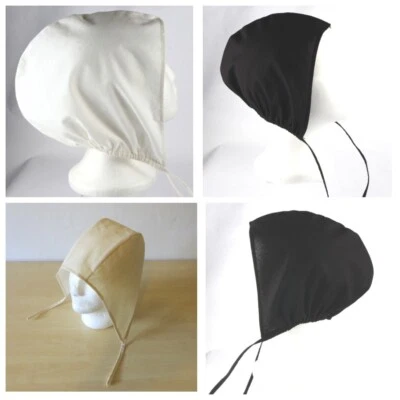 RE-ENACTMENT COTTON MEDIEVAL LIGHT HAT CAP BONNET black white sizes - Image 1 of 4
