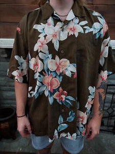 Tommy Bahama 100% Silk Camp Shirt With Flowers - Picture 1 of 7