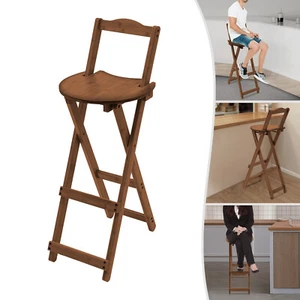Dark Brown Bamboo Bar Stool Counter Height Dining Chair Folding Bar Stool - Picture 1 of 21