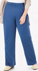 WOMAN WITHIN Seven-day Knit Wide Leg Women’s TALL 6X 42/44 Royal Navy Pull on - Picture 1 of 2