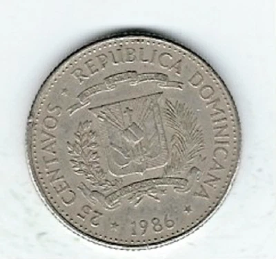 Dominican Republic Coin...25 Centavos...1986 - Image 1 of 2