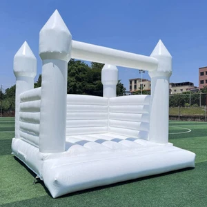 Castillo de rebote inflable blanco listo para enviar casa de rebote para fiesta boda - Imagen 1 de 10