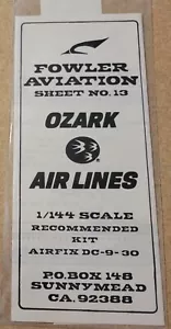Vintage Fowler Aviation Research Decals - Ozark Air Lines DC-9-30 - Unknown Year - Picture 1 of 2