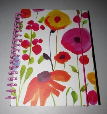 PINK WATERCOLOR FLORAL POPPY WILDFLOWER HARDCOVER ELASTIC BAND CLOSURE JOURNAL - Image 1 of 4
