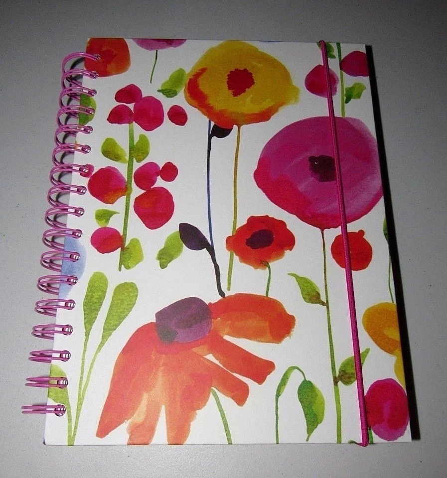PINK WATERCOLOR FLORAL POPPY WILDFLOWER HARDCOVER ELASTIC BAND CLOSURE JOURNAL - Image 1 of 4
