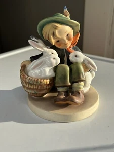 Goebel Hummel #58 Playmates Boy With Rabbits W. Germany 4.5 In - Picture 1 of 5