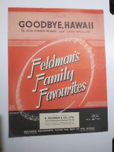 Vintage Sheet Music - GOODBYE HAWAII - Harold Aloma - Dave Apollon - 1934