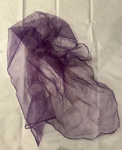 Vintage Women's Shear Scarf  Purple with raised polka dots circles 28"x28" - Picture 1 of 2