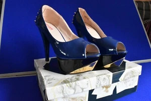 NUOVE scarpe Kat Von D KvD Los Angeles - blu royal tacco alto 5" Sorrento Spikes - Foto 1 di 5