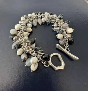 Beautiful Genuine Freshwater Pearl Nugget Bracelet 19cm Long. Sterling Silver. - Picture 1 of 7