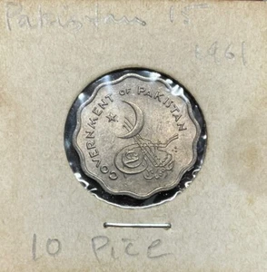 1961 Pakistan 10 Pice Coin Excellent Condition - Picture 1 of 4