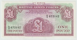BRITISH ARMED FORCES 1 POUND NOTE 1962 UNC BANKNOTE 4TH SERIES VOUCHER P-M36A - Picture 1 of 2