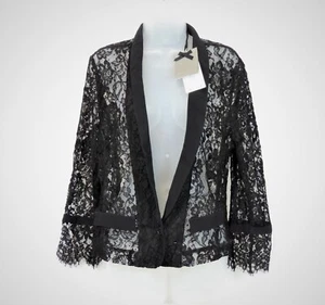 Jigsaw French Lace Jacket Black UK Size 12 rrp £220 Box90 AA 11 - Picture 1 of 5
