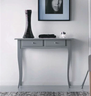 MOBILE CONSOLLE IN LEGNO MASSELLO 2 CASSETTI LACCATA OPACA O TINTA LEGNO FE421 - Immagine 1 di 4