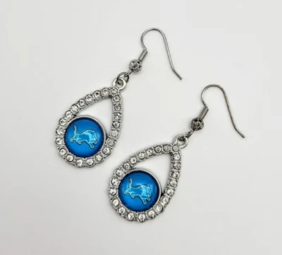 Pendiente colgante Lions Football Diamante lágrima deportes moda Foto 1 de 2