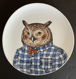 West Elm Rachel Koslowski Dapper Owl Plate 8.5" Salad Dessert - Picture 1 of 4