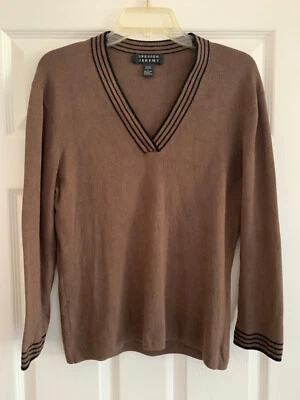 Spenser Jeremy Brown Long Sleeve V Neck Pullover Sweater Womens SizeL Silk Blend - Image 1 of 3