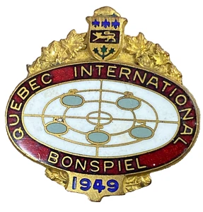 Curling pin Curlers Quebec International Bonspiel sport Canada Medal Rare 1949 - Picture 1 of 9