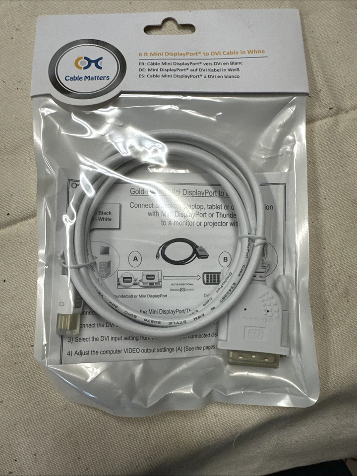 Cable Matters Mini DisplayPort to DVI Cable in With 6 Feet 101010-White-6 - Image 1 of 1