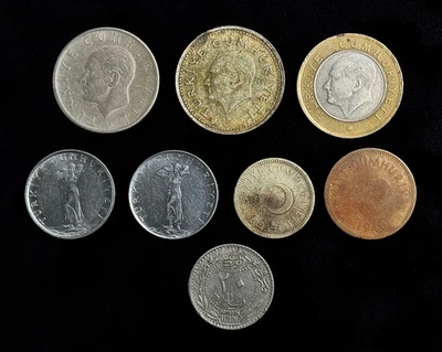 LOTE DE MONEDAS ANTIGUAS del Imperio Otomano de Turquía * 1909-2013 ** 20 monedas para lira 25 50 kurus Foto 1 de 2