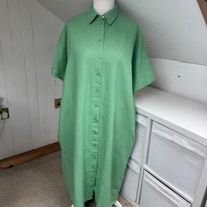 COS Shirt Dress Size S Green Linen Oversized Relaxed Fit Belted Midi Pockets - Picture 1 of 11