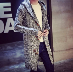 Otoño Invierno Para hombres Medio-Largo Tejido Suéter Cárdigan Informal Jumpers Chaqueta - Imagen 1 de 20