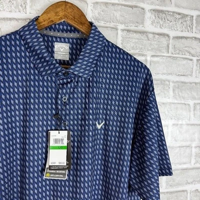 Polo de golf Callaway Opti-Dri azul marino Geo AOP rendimiento elástico para hombre GRANDE NUEVO CON ETIQUETAS Foto 1 de 4