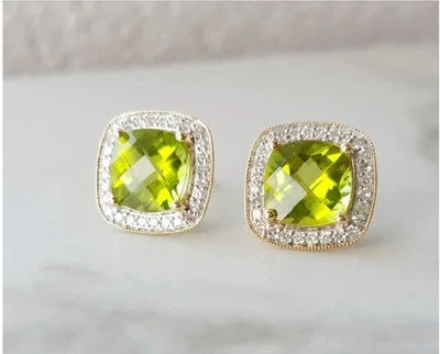 Brincos femininos peridoto de ouro 14k - Imagem 1 de 4
