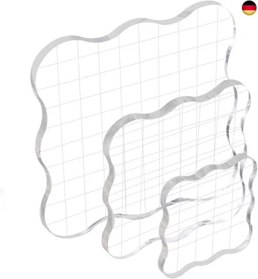 BESUCHE DEN YOOSSO-STORE 3 Stück Stempelblock Set, 5/7,5/10cm Clear Stamp Block mit Raster Acrylblock