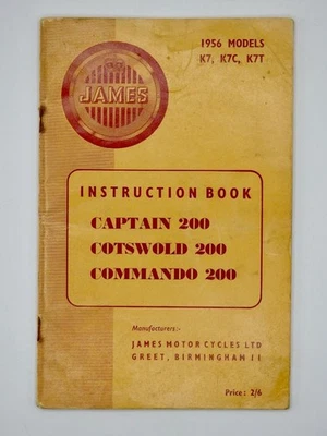 1956 Original INSTRUCTIONS For JAMES MOTORCYCLE Captain, Cotswold & Commando 200 — 第 1/4 张图片