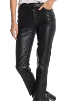 Pantalones al tobillo cónicos de cuero sintético vegano negro talla 31 Free People NUEVOS NUEVOS CON ETIQUETAS Foto 1 de 4