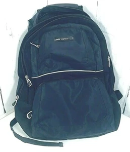 Old Navy Book Laptop Travel Adult Sz Backpack Dark Blue Zippers Heavy Duty 763D2 - Picture 1 of 11