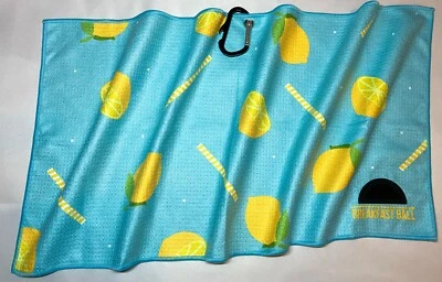 BREAKFAST BALL UK Frühstücksball Zitrone Golf Handtuch Mikrofaser Waffel mit Bürste & Flaschenöffner