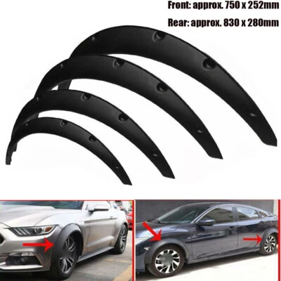 4Pcs Universal Car Fender Flares Wide Body Wheel Arches Front 750mm & Rear 830mm - Image 1 of 4