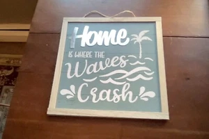 Wall Hanging. Marine Ocean Sign. Wood. 11" Square. - Picture 1 of 3