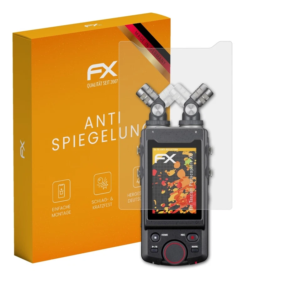 atFoliX 3x Displayfolie für Tascam Portacapture X8 Schutzfolie matt&stoßfest
