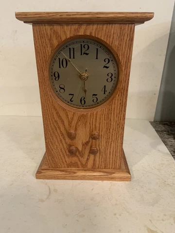 Vintage Desk/Mantle Clock Solid Wood Frame No Face Plate Working See All Photos Cover