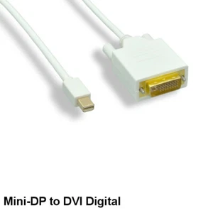 3' Mini DisplayPort to DVI-D 24+1 Cable Male/Male 32AWG Gold-Plated Connector - Picture 1 of 1