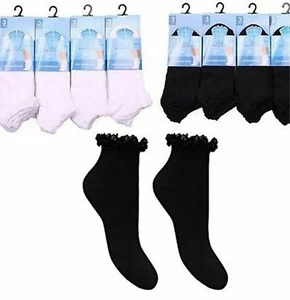 3,6 Pairs ladies Lace Top Cotton TRAINER Ladies Anklet Socks 4-7 UK - Picture 1 of 4