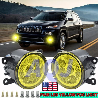 For 2014 2015 2016-2018 Jeep Cherokee Clear led Fog Lights Lamp Replacement - Imagem 1 de 4