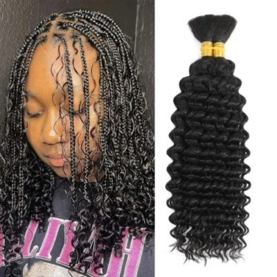 Bundles Human Braiding Hair Braids Brazilian Virgin Deep Wave Bulk Human Hair - Image 1 of 4