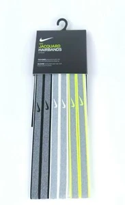 Nike Jacquard Printed Hairbands Headbands 6 Packs gray/ black/ white/ lime NEW - Picture 1 of 1