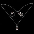 Pendant Earring Ring Pink Ruby Genuine Mined Gems Sterling Silver L 1/2  US 6