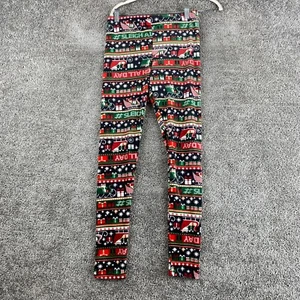NWT No Boundaries Leggings Womens Size M Black Christmas Fleece Mid Rise Pants - Picture 1 of 10
