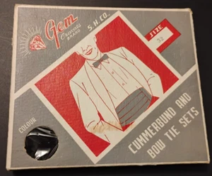 Vintage Edelstein Krawatten Marke S. H. Co. Kummerbund & Fliege Set Größe 32 im Karton - Bild 1 von 5