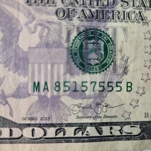 5 Dollar  Fancy serial (  5 of a kind 5`s ) alternator  note - Picture 1 of 3