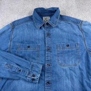LL Bean Shirt Mens Small Blue Denim Jean Traditional Fit Long Sleeve Button Up - Picture 1 of 12